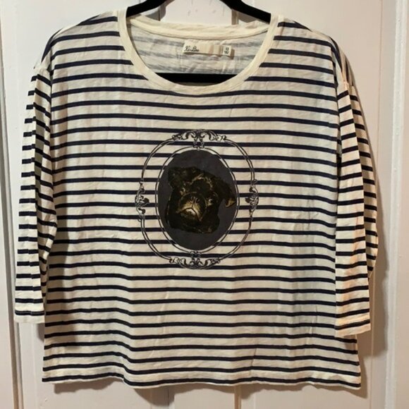 Ki Lime Framed Pug Striped Tee - Picture 1 of 4
